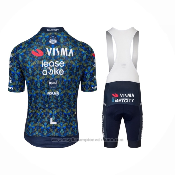 2024 Abbigliamento Ciclismo Jumbo Visma Blu Manica Corta e Salopette